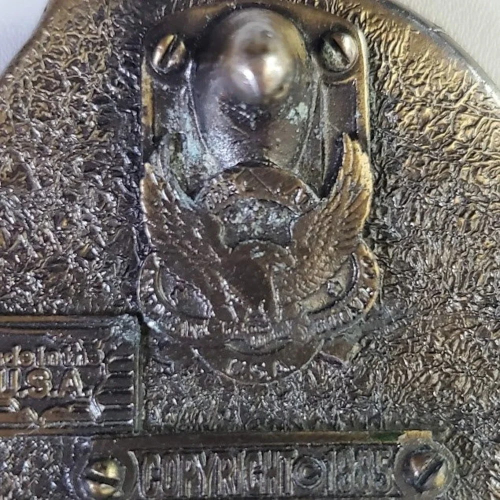 GREAT AMERICAN BUCKLE CO Belt Buckle Vintage 1985 I'd Rather Be Fishing Brass
